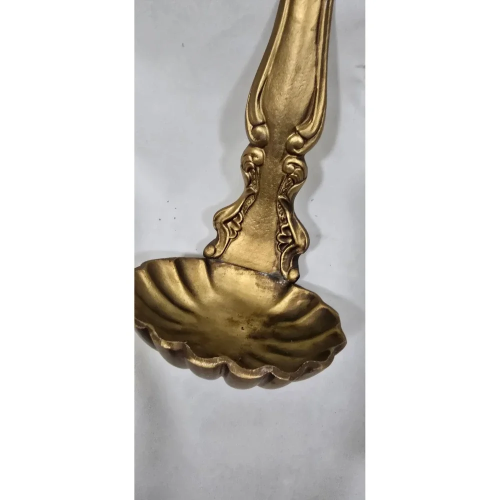 Vtg ladle spoon wall hanging kitchen home decor soap holder gold metal‎ planter